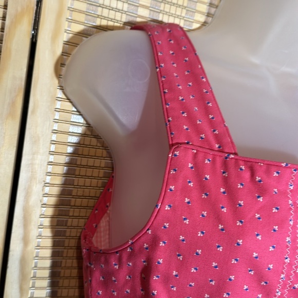 Vintage Handmade Cropped Pink Tank Top Tiny Floral Print Button Front No Size - Picture 4 of 16